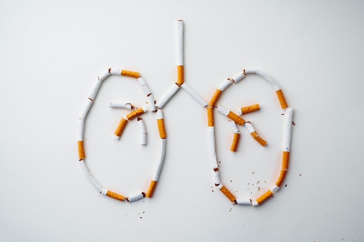 Drawing of lungs made out of cigarettes