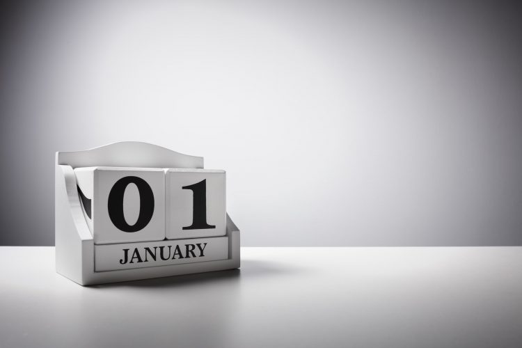 January 1st calendar background concept for new year
