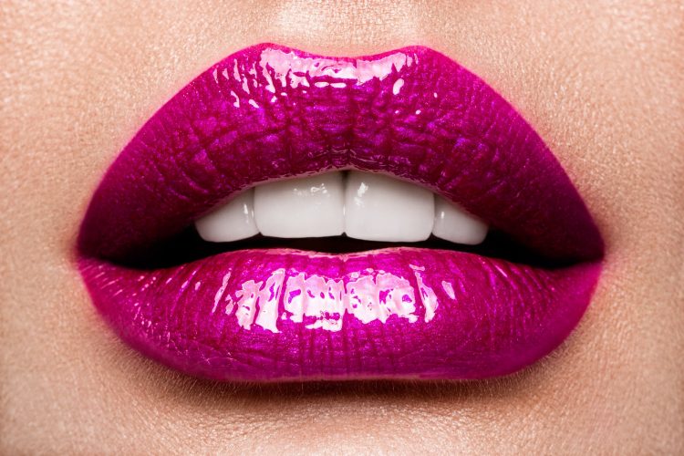 Sexy Lips. Beauty Pink Lips Makeup Detail.