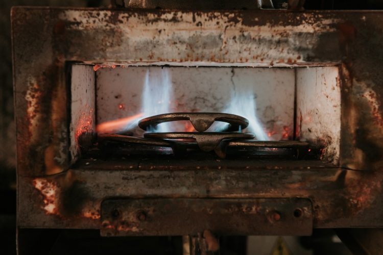 Horseshoes smelting in furnace