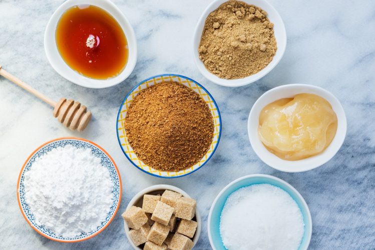 Different Kinds of Sugar and Sweeteners in the Bowls