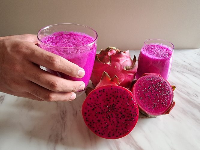 Dragon fruit milkshakes
