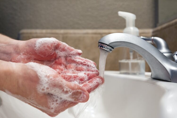 Washing hands with soap