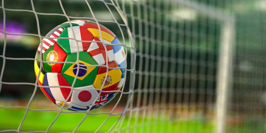 Football ball with flags of world countries