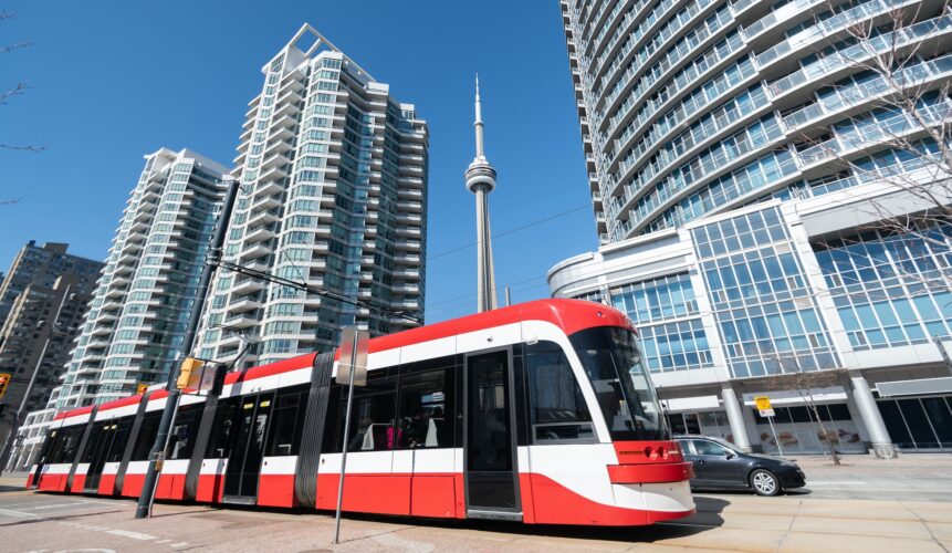 Tram streetcar in Toronto, Ontario, Canada