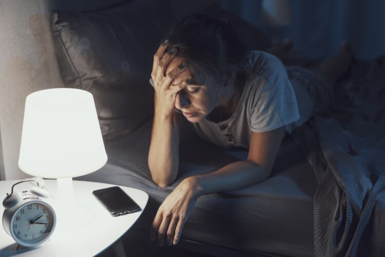 Desperate woman suffering from insomnia