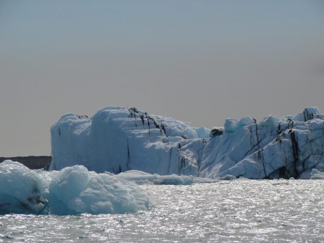 The North Pole. A large glacier. The Arctic Ocean. Geographical north Pole.