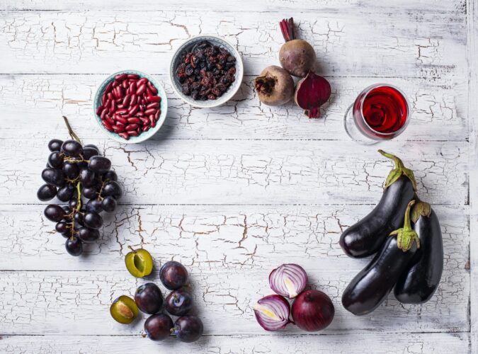 Collection of various purple food
