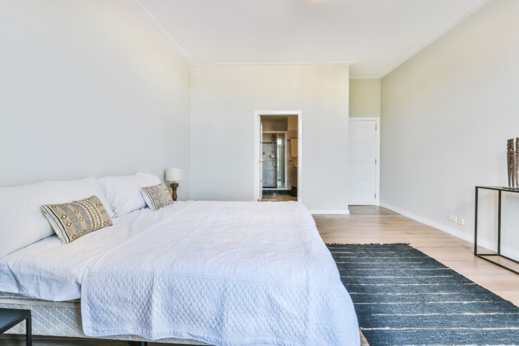 Bedroom with light bed linen
