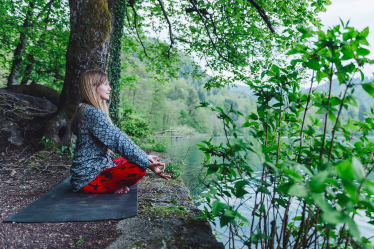 Meditating by the lake